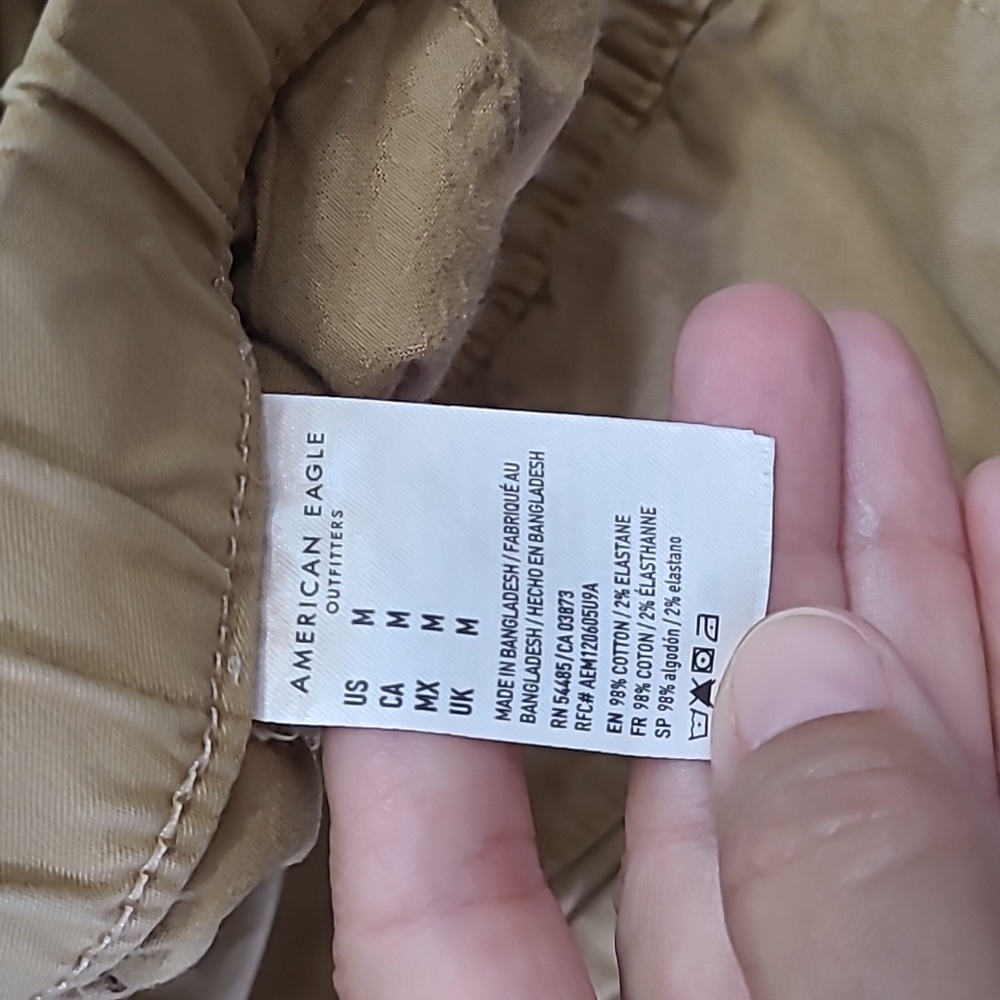 American Eagle Men's Khaki Elastic Waist Pants Joggers Size M - Picture 5 of 7